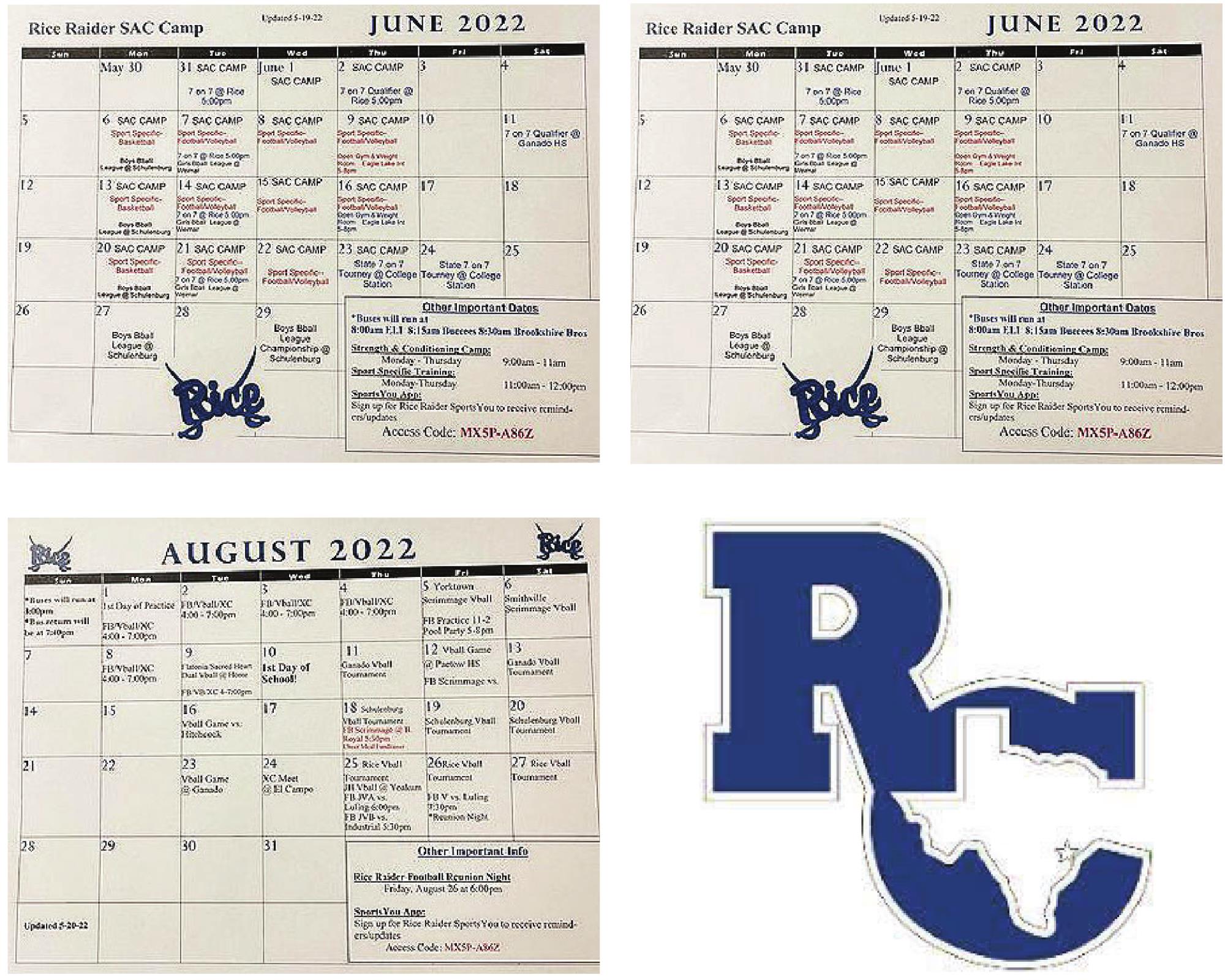Rice Raider Calendars | Colorado County Citizen